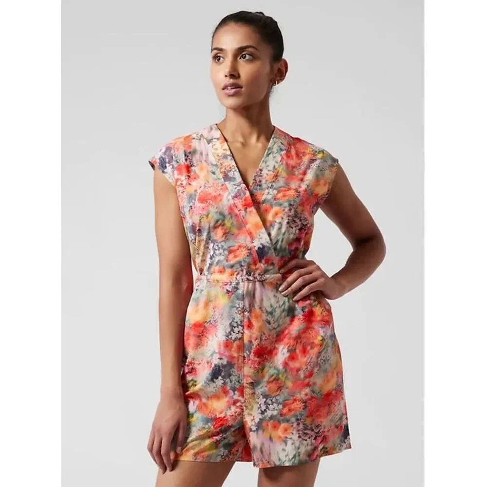 ✨Athleta Marlow Renewed Bloom Pink Sz Large Romper✨